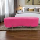 Puff Decorativo Alana Couro Rosa Pink Puff Decorativo Alana Couro Rosa Pink