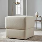 Puff Decorativo Aloy Bouclé Bege Premium Assento Extra Para Sala Quarto Design Moderno