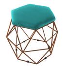 Puff Decorativo Aramado Bronze Azul Turquesa Suede Hexâgono Geométrico Puff Decorativo Aramado Bronze Azul Turquesa Suede Hexâgono Geométrico