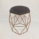 Puff Decorativo Aramado Bronze Preto Suede Hexâgono Geométrico Puff Decorativo Aramado Bronze Preto Suede Hexâgono Geométrico