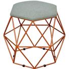Puff Decorativo Aramado Bronze Six L02 Linho Cinza Escuro - Lyam Decor