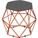 Puff Decorativo Aramado Bronze Six L02 Suede Cinza - Lyam Decor