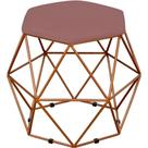 Puff Decorativo Aramado Bronze Six L02 Suede Rosê - Lyam Decor