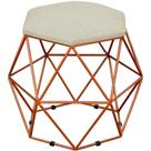 Puff Decorativo Aramado Bronze Six Linho Bege - Lyam Decor