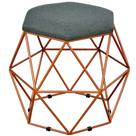 Puff Decorativo Aramado Bronze Six Linho Chumbo - Lyam Decor