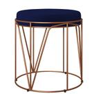 Puff Decorativo Aramado Bronze Zaya L02 Suede Azul Marinho - Lyam Decor