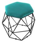 Puff Decorativo Aramado Preto - Hexagonal Suede Azul Turquesa Puff Decorativo Aramado Preto - Hexagonal Suede Azul Turquesa