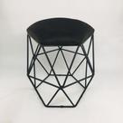 Puff Decorativo Aramado Preto Preto Suede Hexâgono Geométrico Puff Decorativo Aramado Preto Preto Suede Hexâgono Geométrico