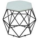 Puff Decorativo Aramado Preto Six Linho Cinza - Lyam Decor