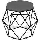 Puff Decorativo Aramado Preto Six Suede Cinza - Lyam Decor