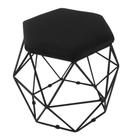 Puff Decorativo Aramado Preto Suede Preto Hexâgono Geométrico Puff Decorativo Aramado Preto Suede Preto Hexâgono Geométrico