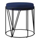 Puff Decorativo Aramado Preto Zaya L02 Suede Azul Marinho - Lyam Decor