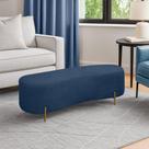 Puff Decorativo Banqueta Orgânico Feijão Curvo Maitê 138cm Bouclê Azul Marinho