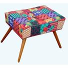 Puff Decorativo Banqueta Retangular Pés de Madeira Palito Patchwork Puff Decorativo Banqueta Retangular Pés de Madeira Palito Patchwork