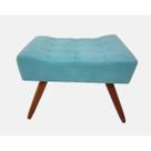Puff Decorativo Banqueta Retangular Pés de Madeira Palito Suede Azul Turquesa