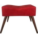 Puff Decorativo Banqueta Retangular Pés de Madeira Palito Suede Vermelho