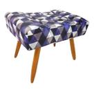 Puff Decorativo Banqueta Retangular Pés de Madeira Palito Triângulo Roxo