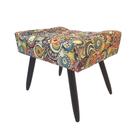 Puff Decorativo Banqueta Viena Retangular Pés Tabaco de Madeira Palito Suede