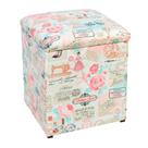 Puff Decorativo Baú Dani Quadrado Estampado Retrô Rosa D61 - D'Rossi
