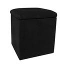 Puff Decorativo Baú Dani Quadrado Suede Preto - D'Rossi