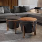 Puff Decorativo Baú Flex Tampo Para Mesa Centro Linho Escuro