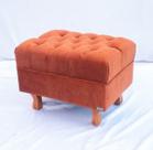 Puff Decorativo Chesterfield Elizabeth Suede Terracota - 60cm