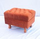 Puff Decorativo Chesterfield Elizabeth Suede Terracota - 60cm