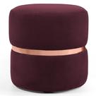Puff Decorativo Com Cinto Rosê Round B-278 Veludo Marsala - Domi