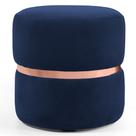 Puff Decorativo Com Cinto Rosê Round B-287 Veludo Marinho - Domi