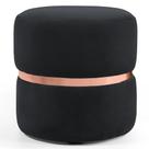 Puff Decorativo Com Cinto Rosê Round B-300 Veludo Preto - Domi