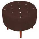 Puff Decorativo com Strass Esmeralda Suede Marrom Pés Palito - D'Rossi