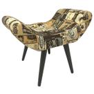 Puff Decorativo Elegance Jacquard Retro Cars Bege