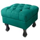 Puff Decorativo Em Captonê Retrô Luis Xv Suede Azul - LM DECOR