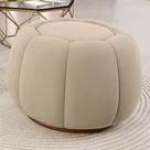 Puff Decorativo Estilo Abóbora Orgânico Shell Veludo Bege - Desk Design Puff Decorativo Estilo Abóbora Orgânico Shell Veludo Bege - Desk Design