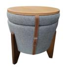 Puff decorativo flex 3 em 1 linho cinza