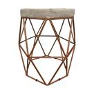 Puff Decorativo Hexagonal Aramado Cobre Suede Bege Puff Decorativo Hexagonal Aramado Cobre Suede Bege