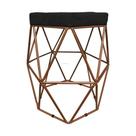 Puff Decorativo Hexagonal Aramado Cobre Suede Preto Puff Decorativo Hexagonal Aramado Cobre Suede Preto