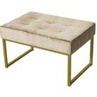 Puff Decorativo Karina Base Gold Veludo Bege - Montanaris Decor Puff Decorativo Karina Base Gold Veludo Bege - Montanaris Decor