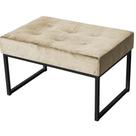 Puff Decorativo Karina Base Preta Veludo Bege - Montanaris Decor Puff Decorativo Karina Base Preta Veludo Bege - Montanaris Decor