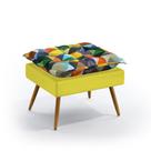 Puff Decorativo Lunar Sued Estampado Colorido e Amarelo Aradecor