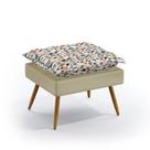 Puff Decorativo Lunar Sued Estampado Laranja e Bege Aradecor