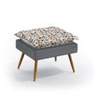 Puff Decorativo Lunar Sued Estampado Laranja e Cinza Aradecor