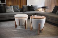 Puff Decorativo luxo Linho Claro kit