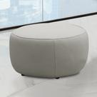 Puff Decorativo Mariele Sala de Estar Pés em Madeira Couro Off White G88 - Gran Belo