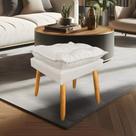 Puff Decorativo Opala Linho Bege Pés Palito Dal Poz Estofados