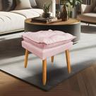 Puff Decorativo Opala Suede Rosa Bebê Pés Palito SKY MOBILE