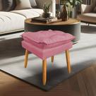 Puff Decorativo Opala Suede Rosa Pés Palito SKY MOBILE