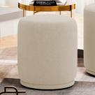 Puff Decorativo Orgânico Living Mavi Bouclê Bege - Abmaza