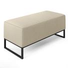 Puff Decorativo Para Sala de Estar Cléo W01 Base de Ferro 90 cm Linho Champagne - Lyam Decor