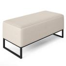 Puff Decorativo Para Sala de Estar Cléo W01 Base de Ferro 90 cm Linho Cru - Lyam Decor